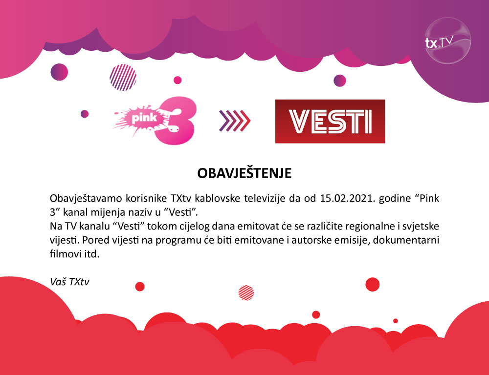 Obavještenje: Promjena naziva TV kanala